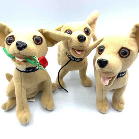 VTG ApplauseTaco Bell Chihuahua Talking Plush Dog Lot of 3 Dogs Stuffed Animal - Picture 1 of 6